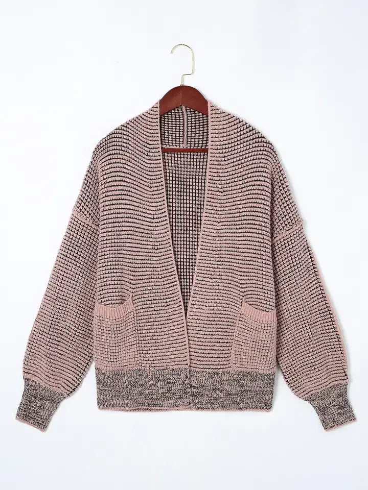 Chunky Waffle Knit Oversized Collared Cardigan