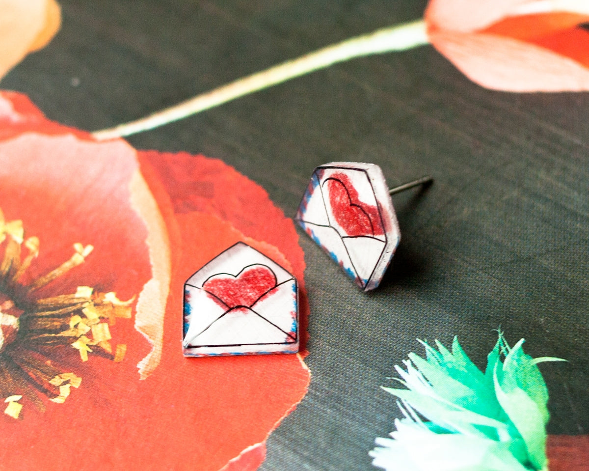 Valentine Love Letter Airmail Envelope Earrings