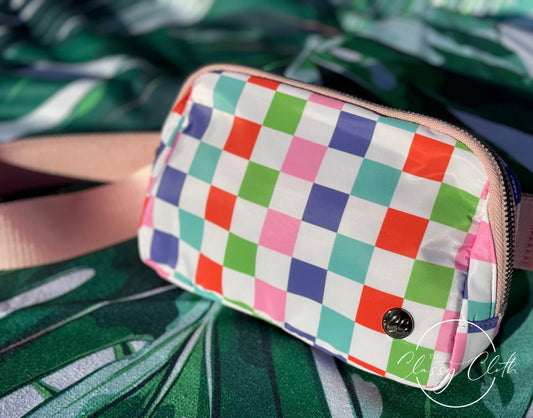 Nylon Belt Bag - Multicolored Checkered