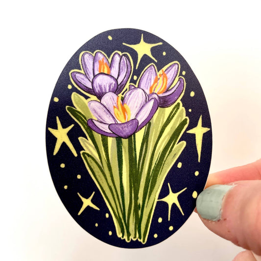 Purple Crocus Flower Botanical Sticker