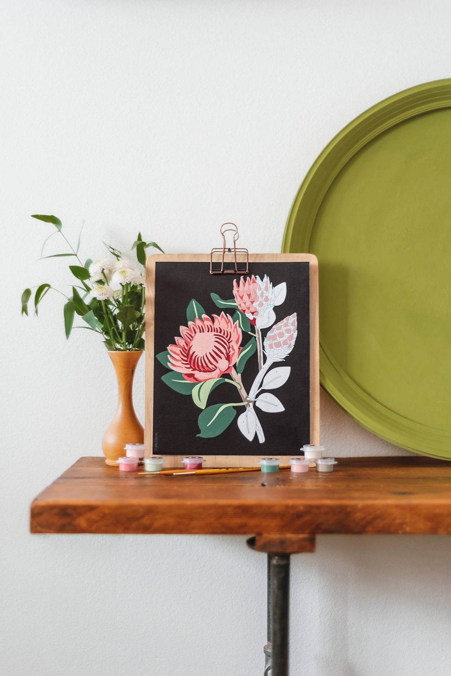 King Protea Blooms (black background) Paint-by-Number Kit