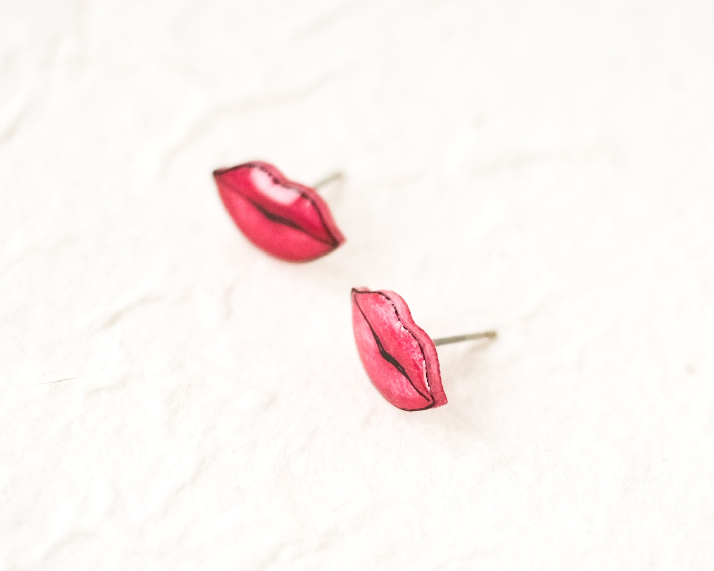 Red Lips Kiss Valentine Stud Earrings