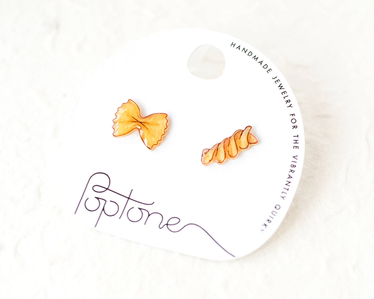 Pasta Shapes Earrings: Bowtie & Rotini