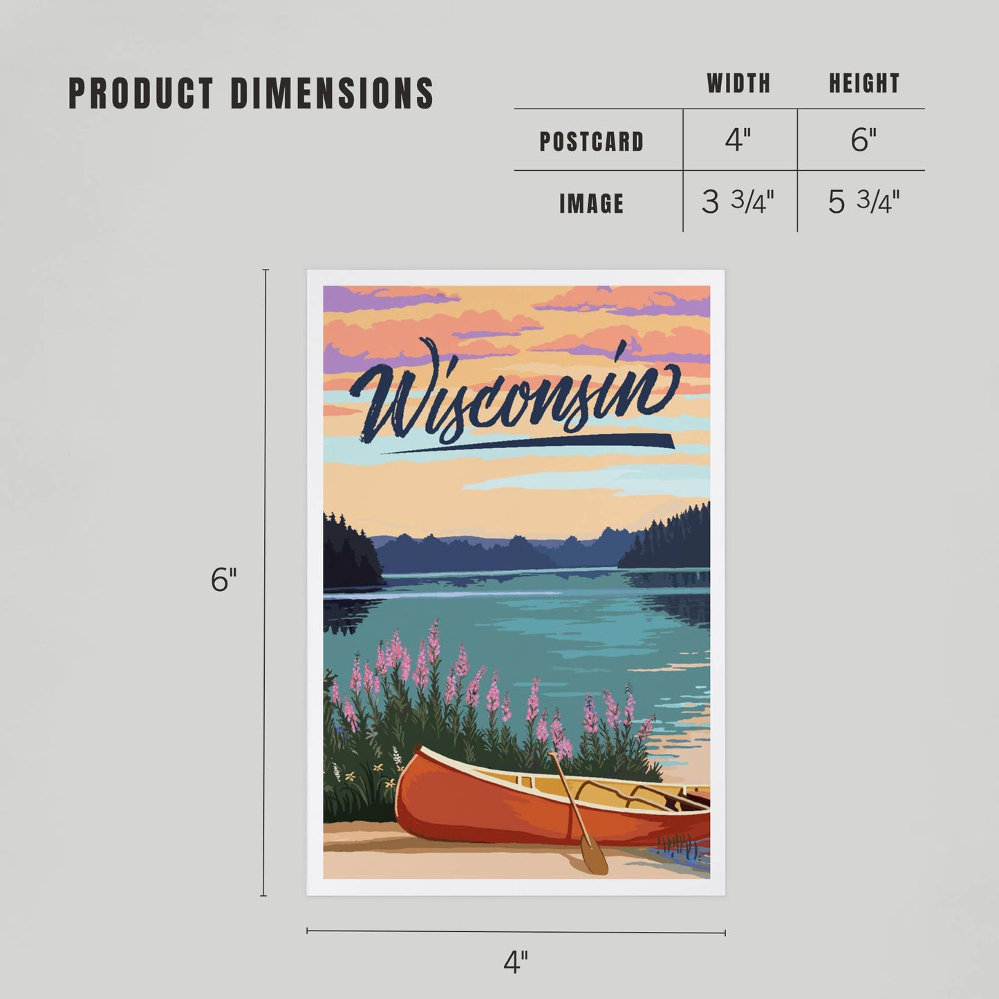 Premium Postcard Wisconsin, Canoe and Lake Scene