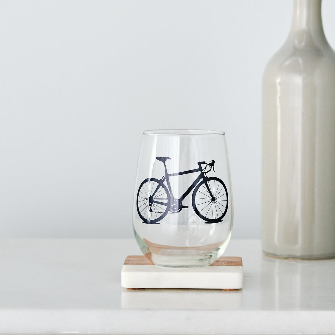 Bicycle Stemless Wine Glass