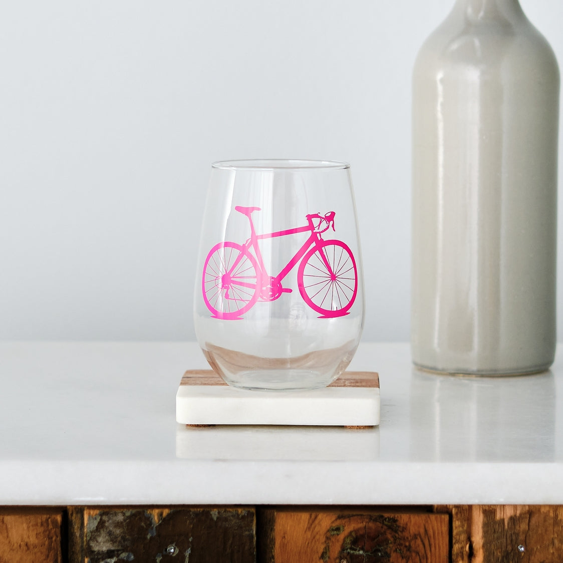 Bicycle Stemless Wine Glass