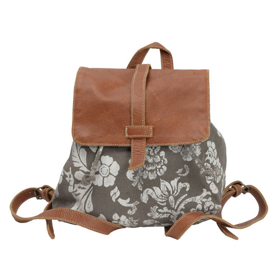 Flower And Leather Backpack