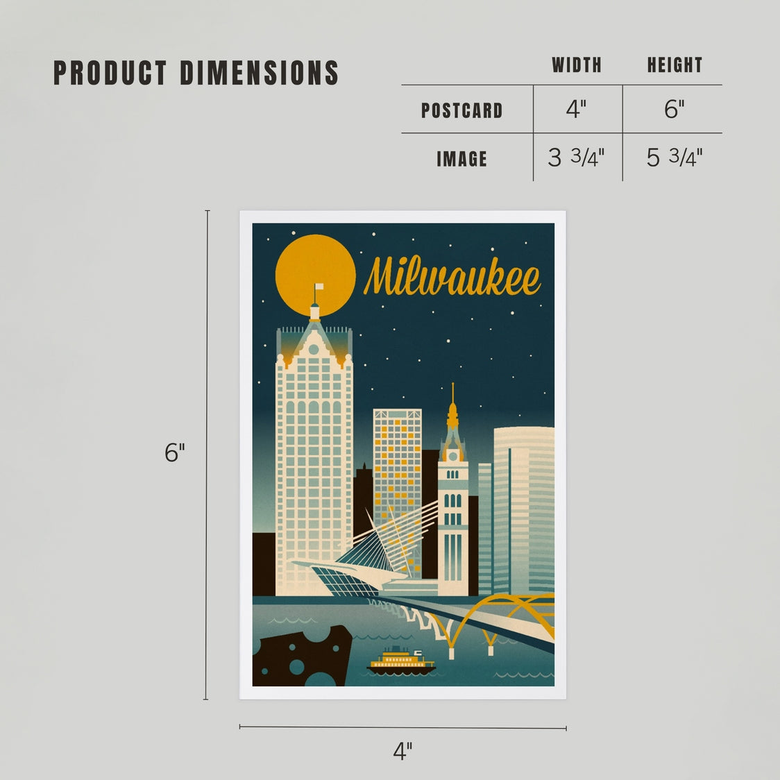 Milwaukee Retro Skyline Premium Postcard