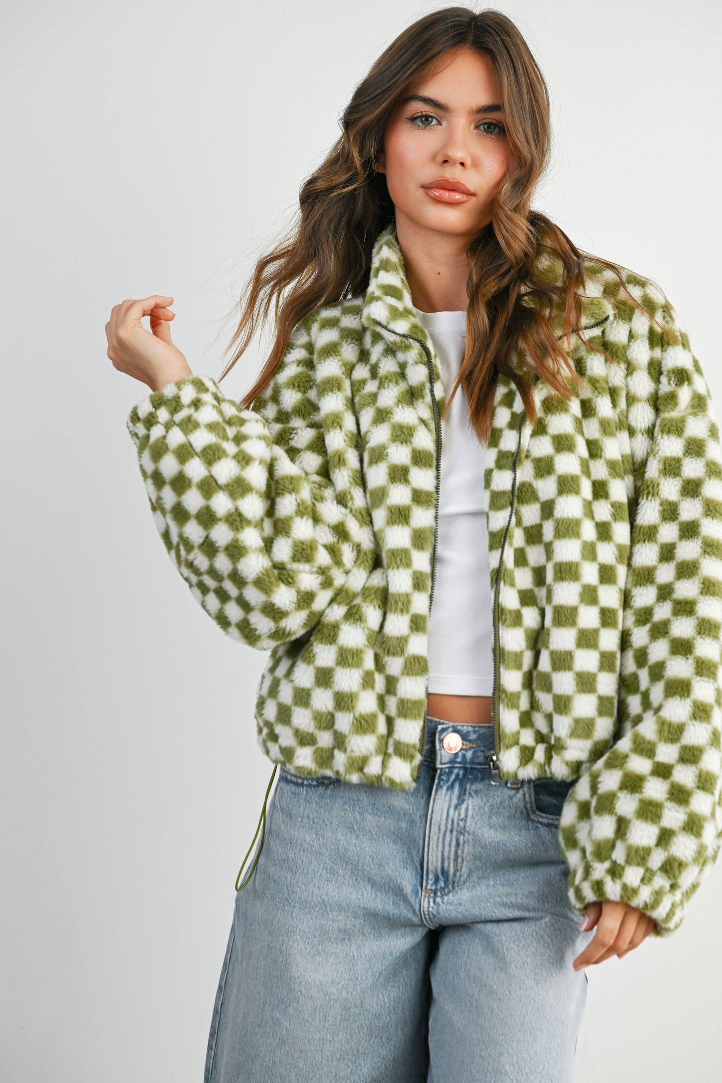 Fall Winter Checker Teddy Fall Jacket