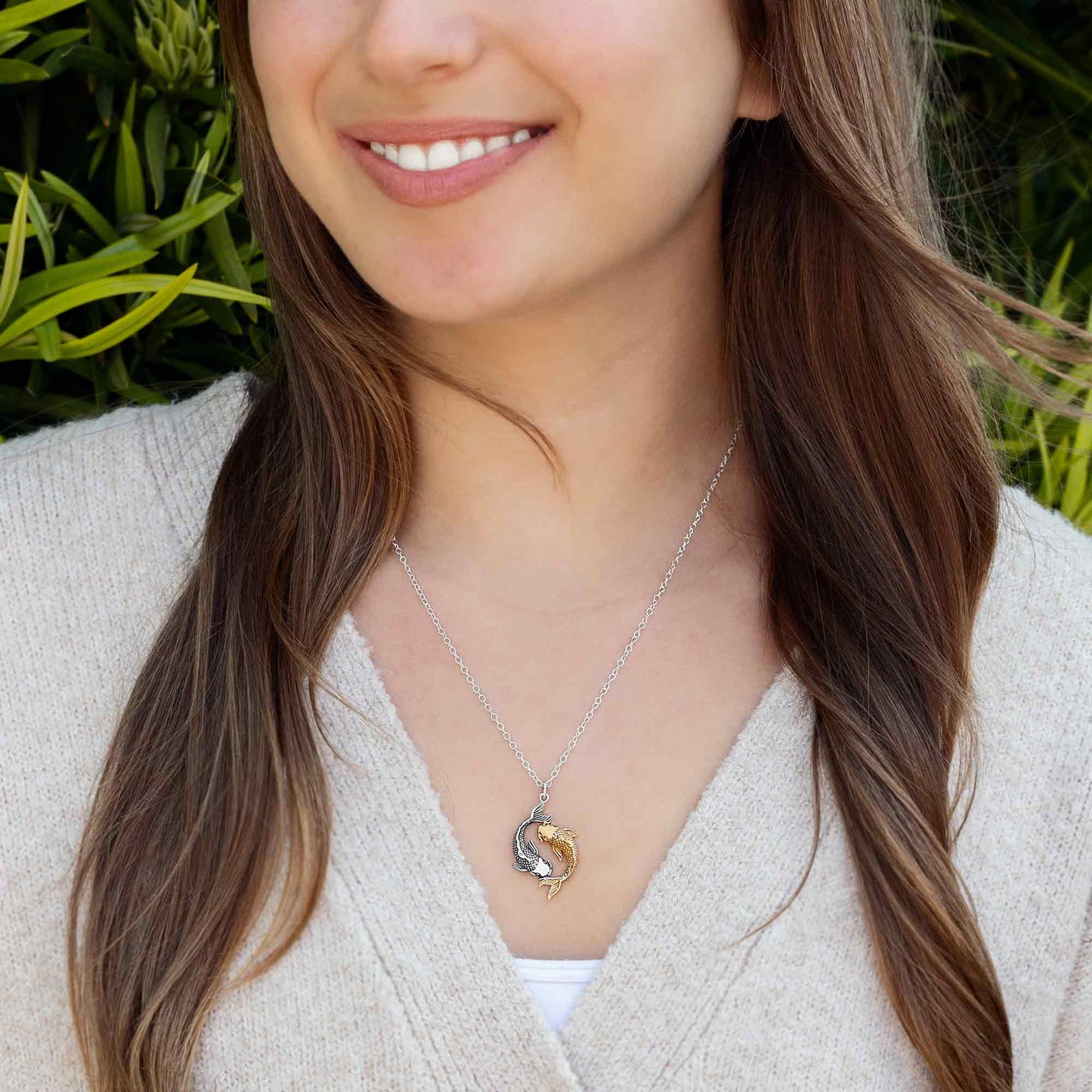 Mixed Metal Double Koi Necklace