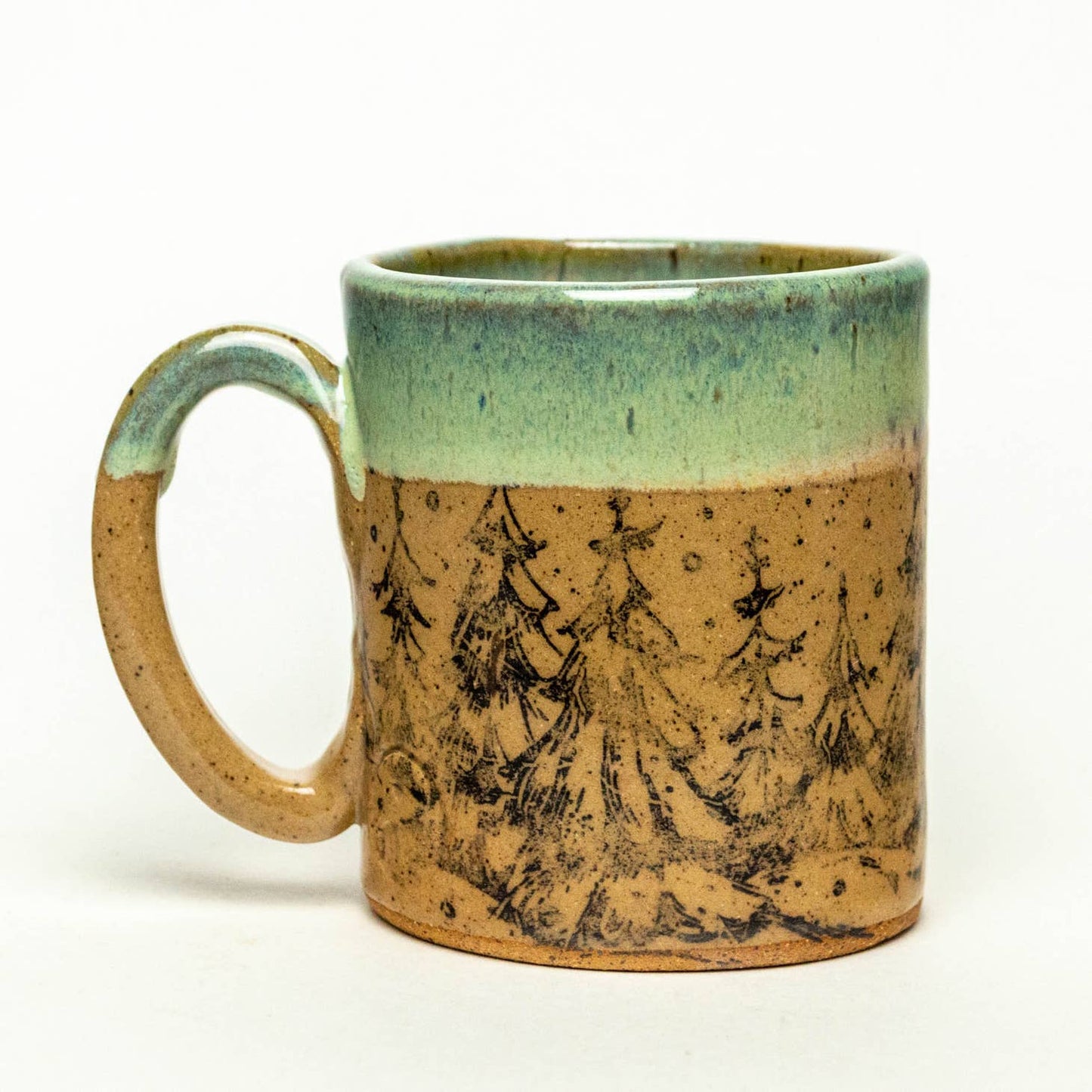 LIMITED Winter Tree Handmade Ceramic Green 12oz Mug
