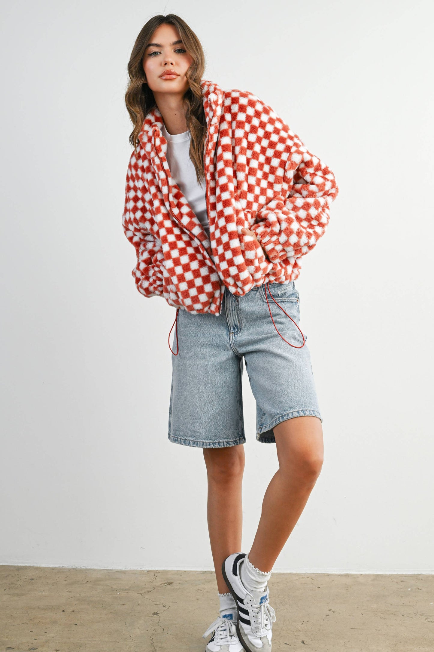 Fall Winter Checker Teddy Fall Jacket