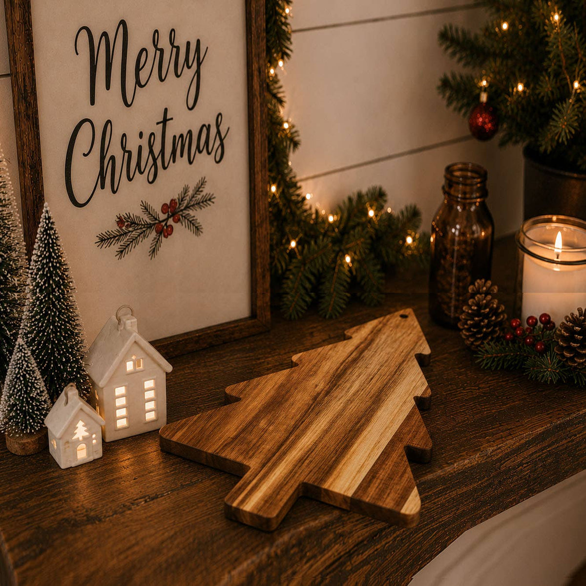 Christmas Tree Shape Serving Board, Holiday Charcuterie Wood