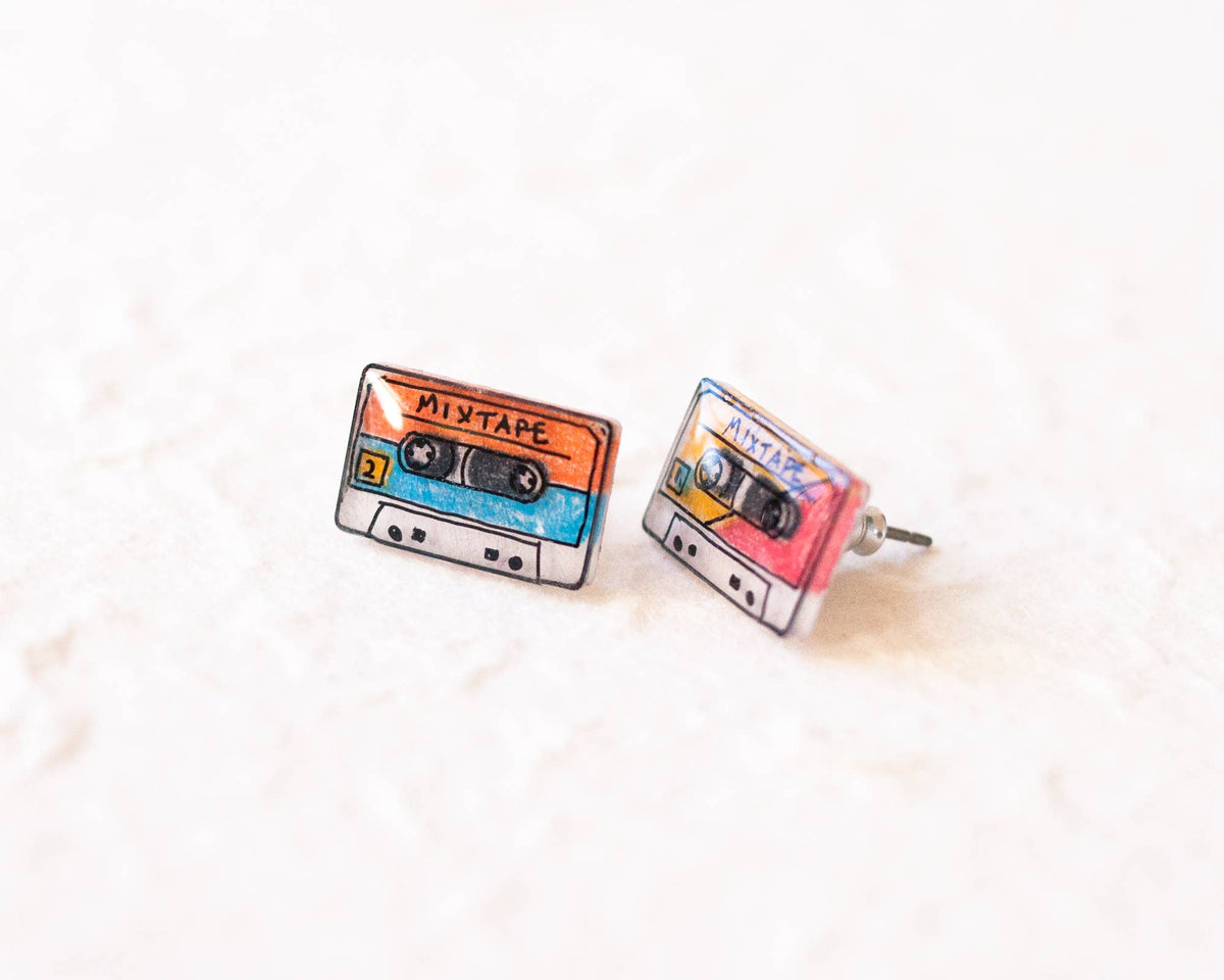 Mix Tape / Retro Cassette Stud Earrings