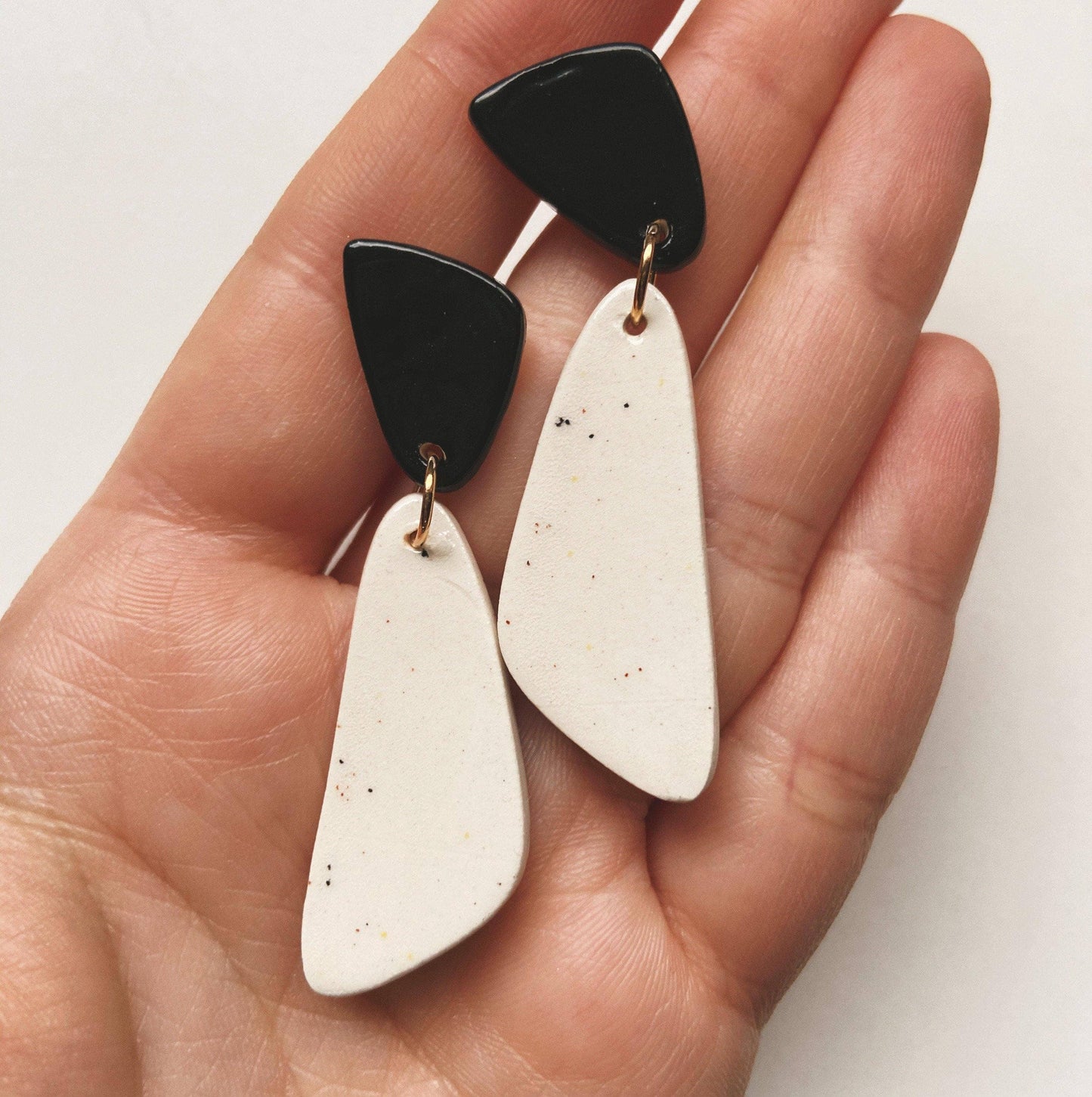 Dive Black & White Abstract Dangle Earrings