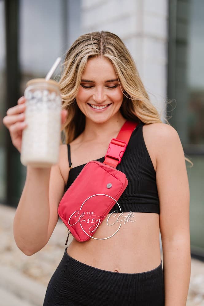 Nylon Belt Bag- Raspberry