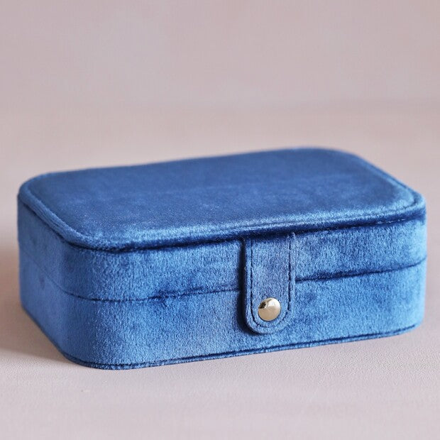 Rectangular Travel Jewelery Case - Navy Blue Velvet