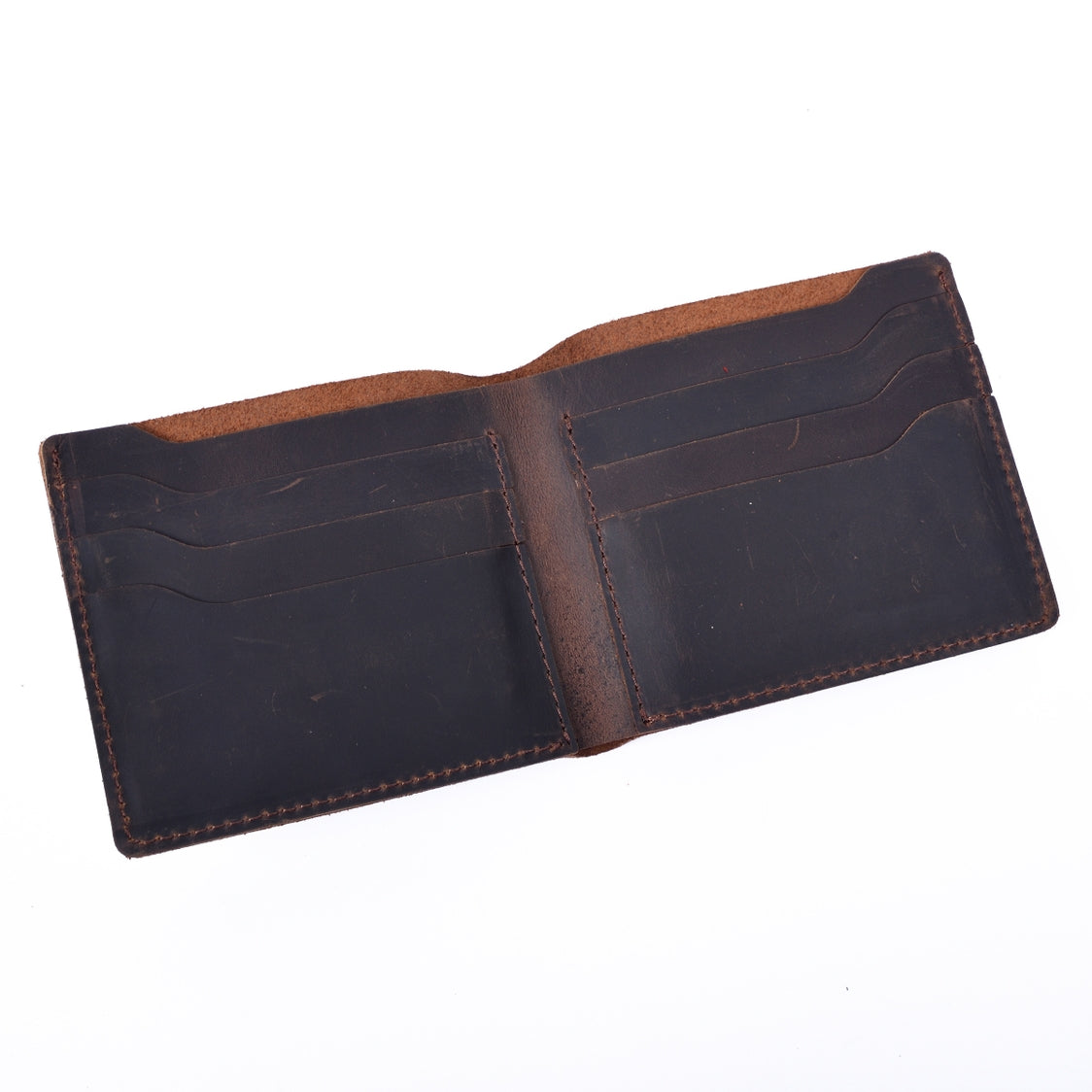 Handmade Leather Bifold Wallet w/6 Card Pockets