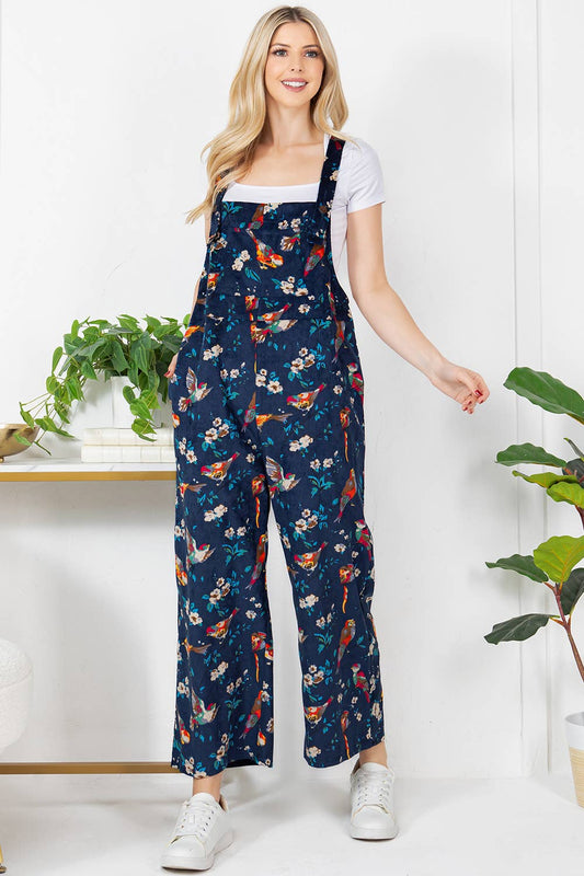 Colorful Bird Corduroy Overall