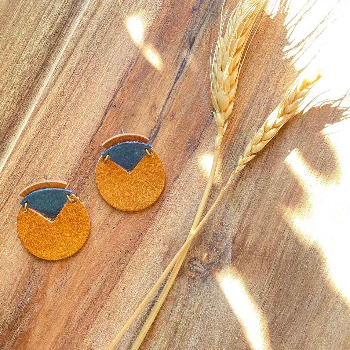 Leather Circle Cutout Earrings