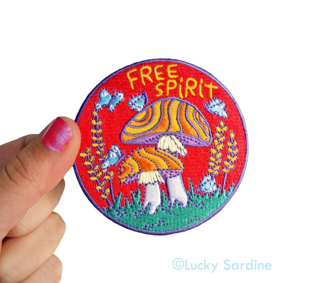 Free Spirit Mushroom Embroidered Iron-on Patch