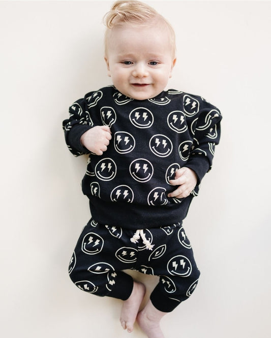 Electric Smiley Jogger Set by Lucky Panda Kids