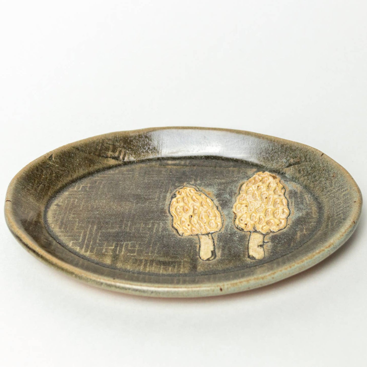 Morel Mushroom Handmade Ceramic Oval Trinket