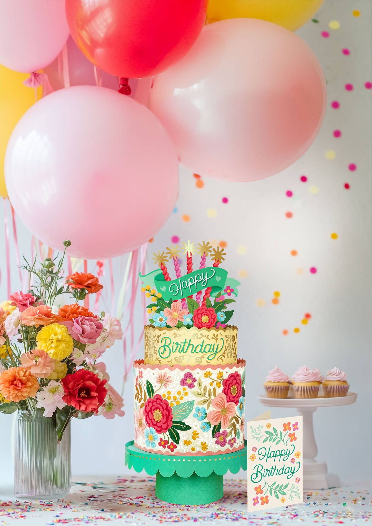 Blooming Birthday Cake Pop-up Greeting Card
