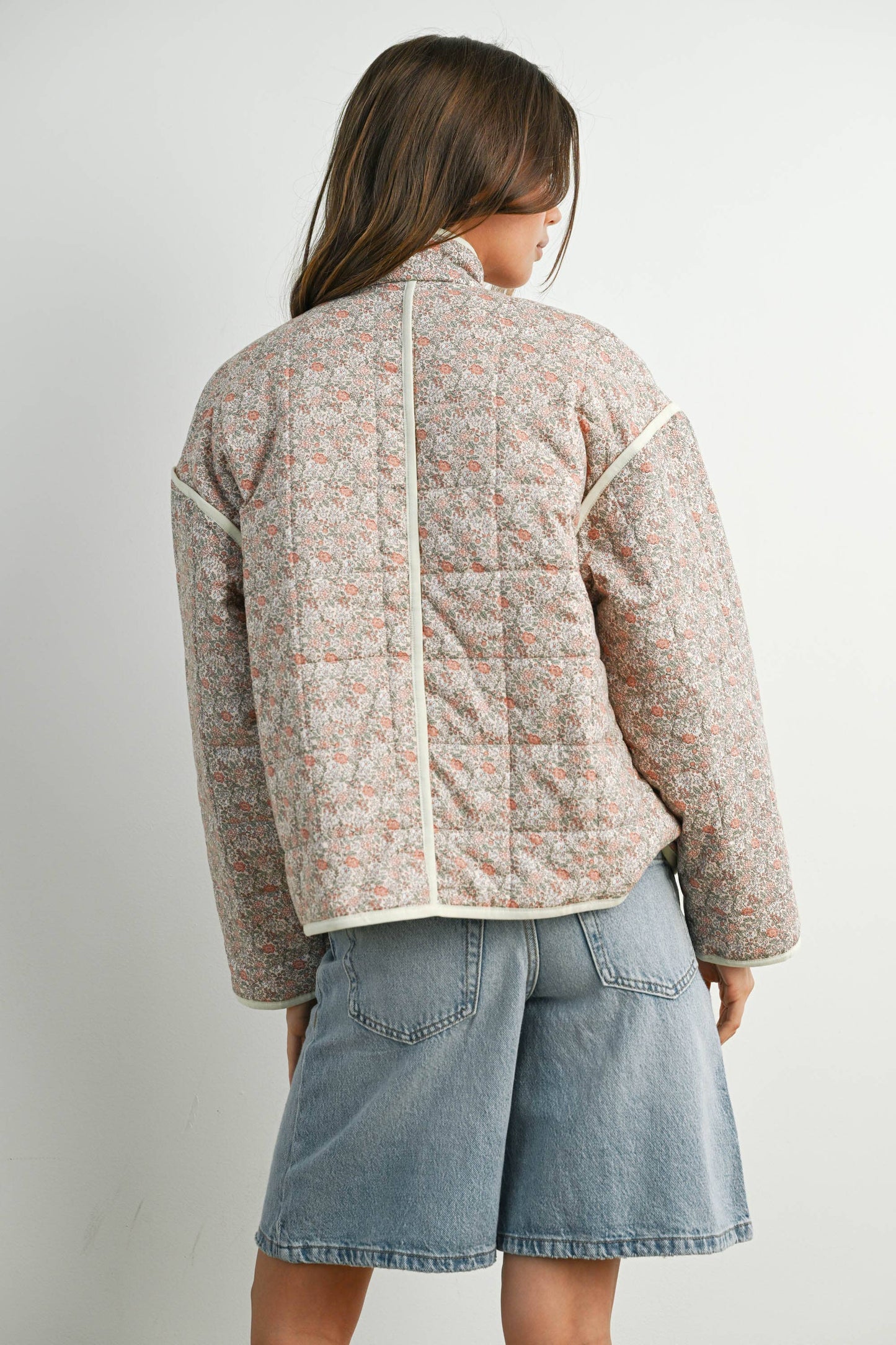 Qilted Jacket With Lightweight Boho Print