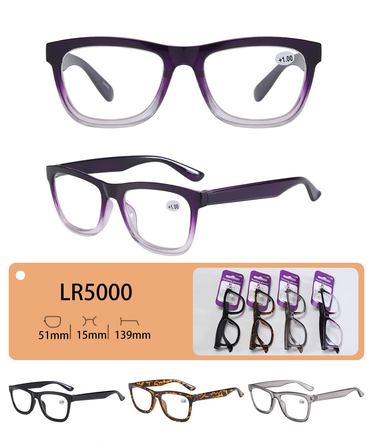 LR5000, Large Frame Women's Reading Glasses/Readers