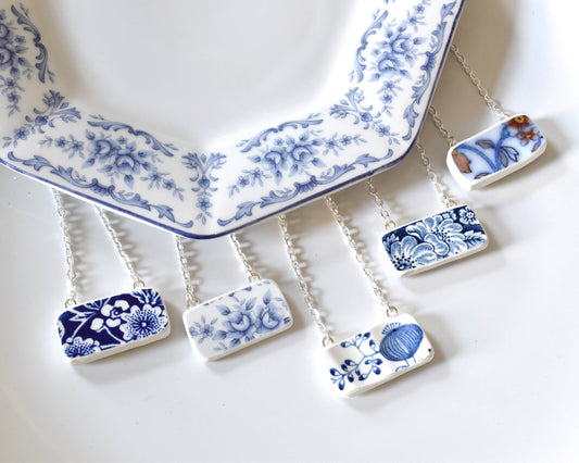 Broken Plate Rectangle Necklace   