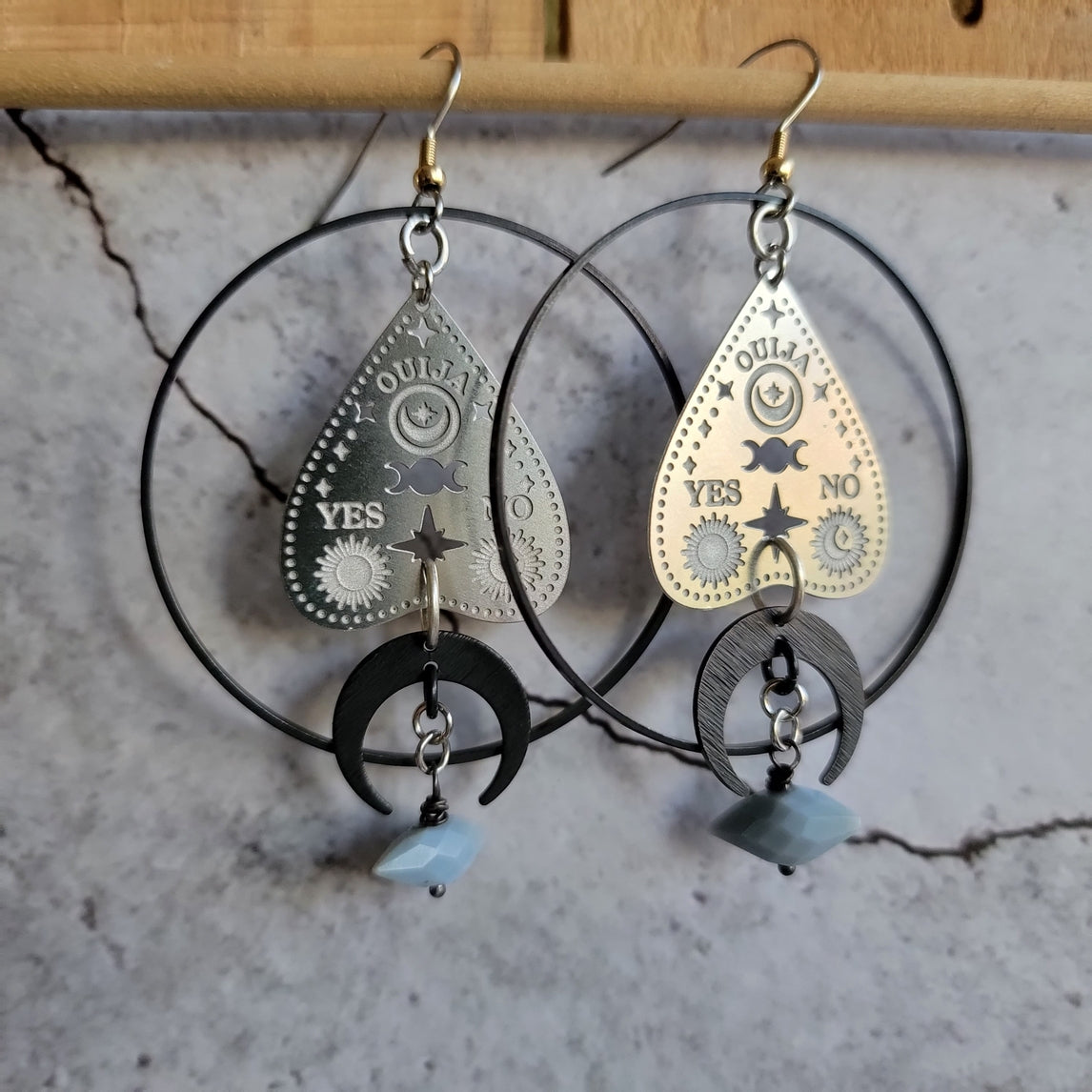 Ouija - Mixed Metal & Gemstone Earrings