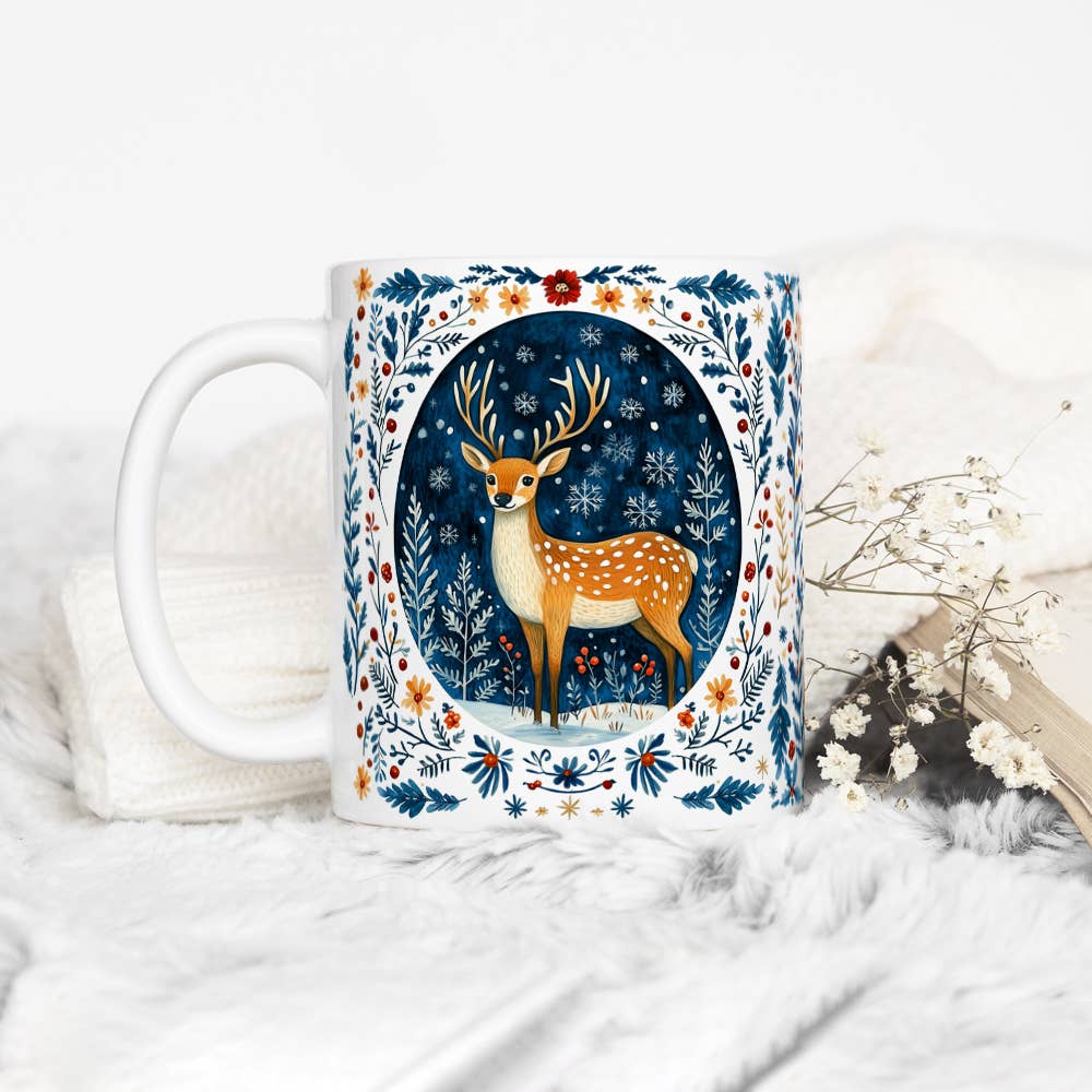 Festive Winter Woodland Deer Mug