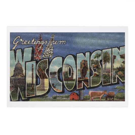 Premium Postcard Greetings from Wisconsin Vintage Halftone