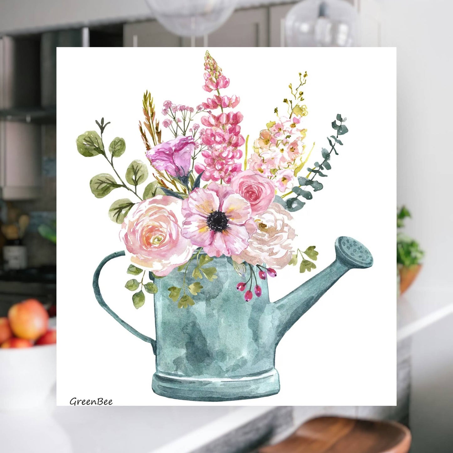 Watering Can Floral Swedish Dishcloth