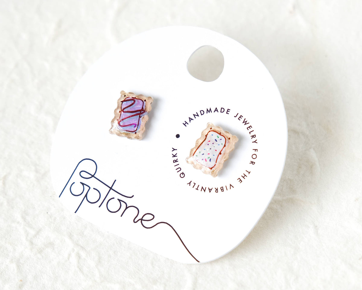 Handmade Retro Toaster Pastry Stud Earrings