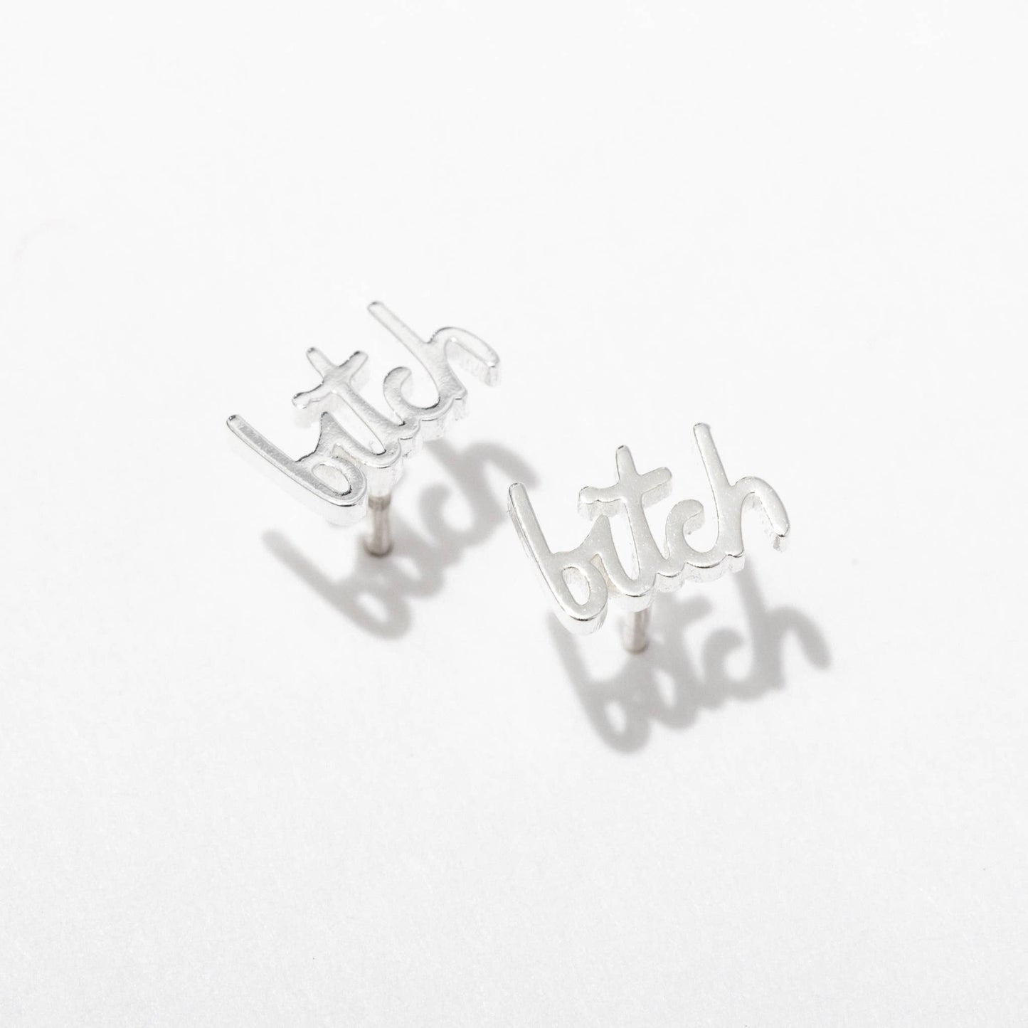 Bitch Swear Stud Earrings - Silver - Single