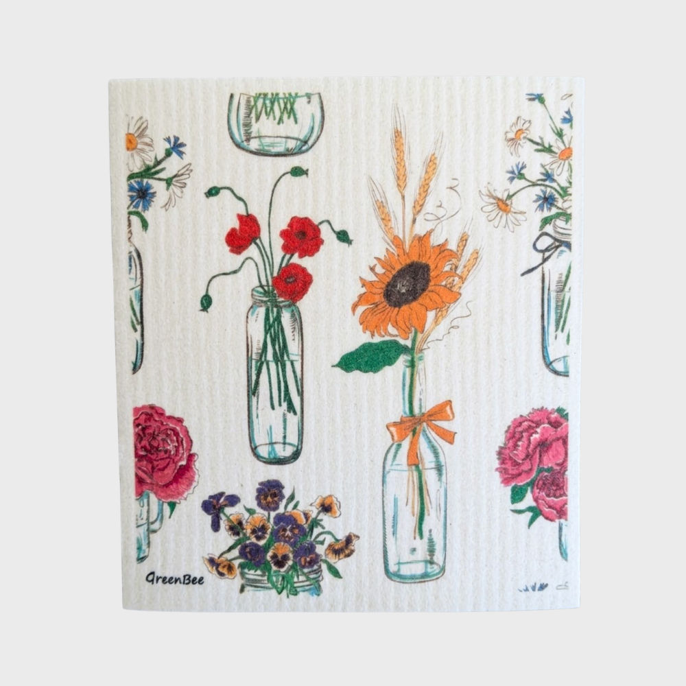 Sunflower Vase Swedish Dishcloth