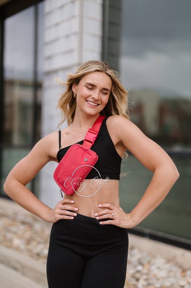 Nylon Belt Bag- Raspberry
