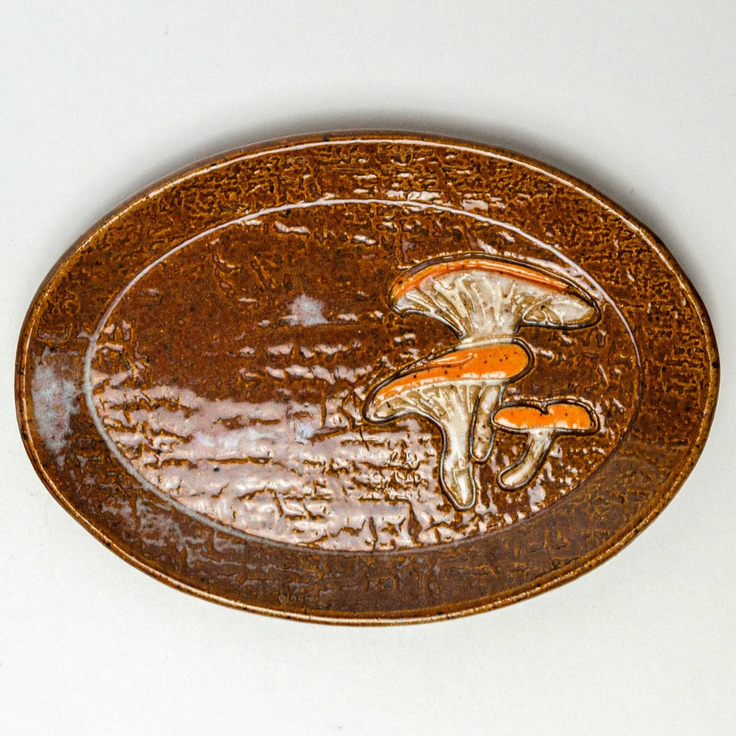 Jack-O'-Lantern Mushroom Ceramic Oval Trinket Tray