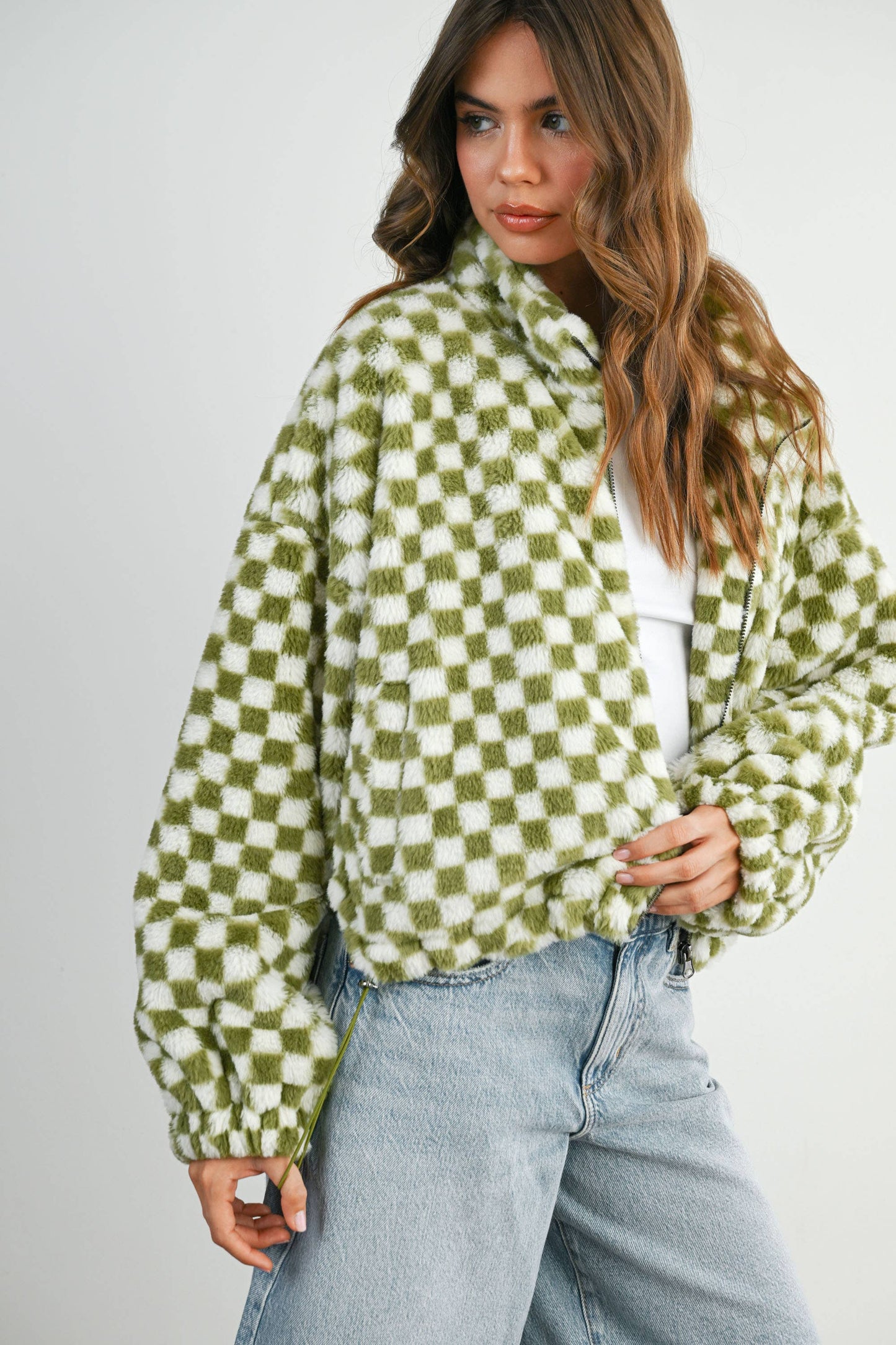 Fall Winter Checker Teddy Fall Jacket