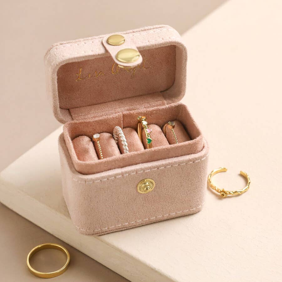 Embroidered Flowers Petite Velvet Travel Ring Box