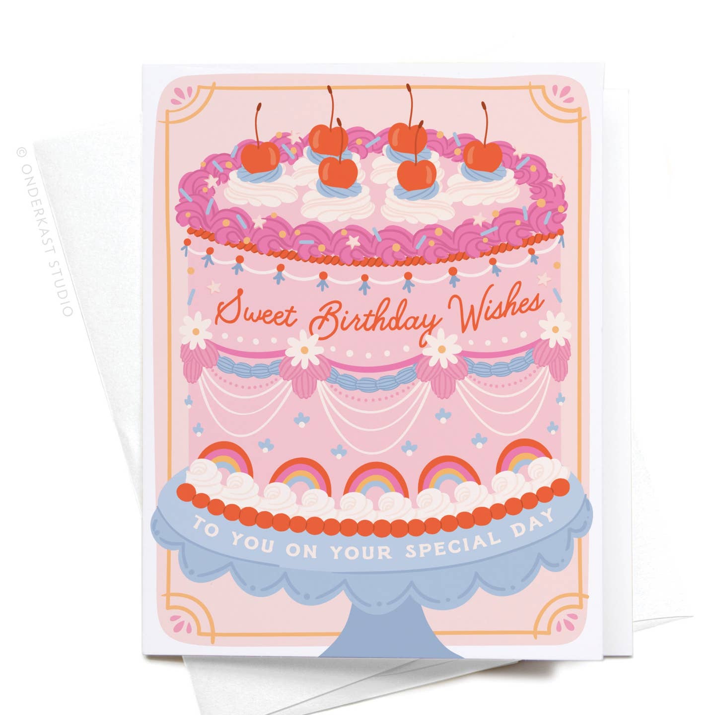 Sweet Birthday Wishes Retro Cake Greeting Card