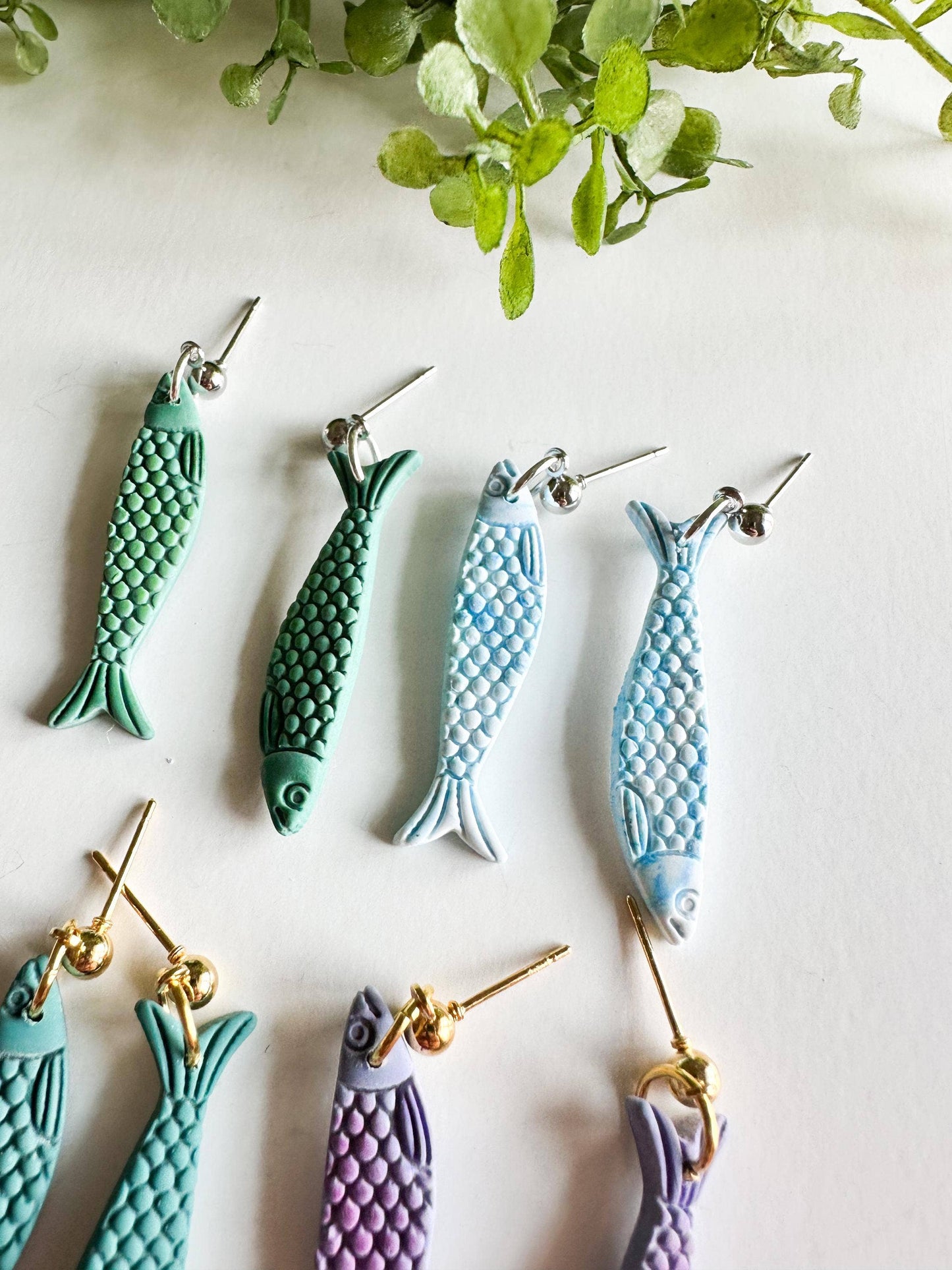 Sardine Clay Statement Fish Nature Earrings #2