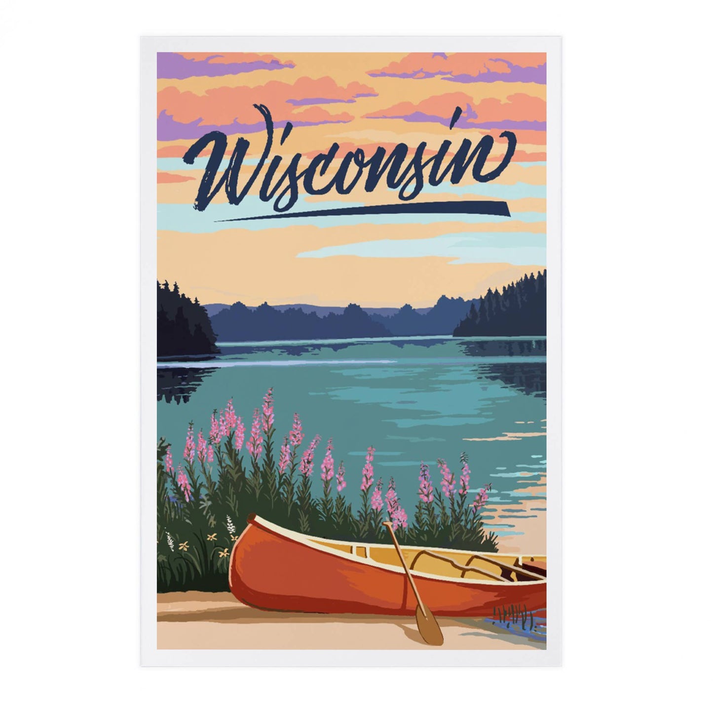 Premium Postcard Wisconsin, Canoe and Lake Scene