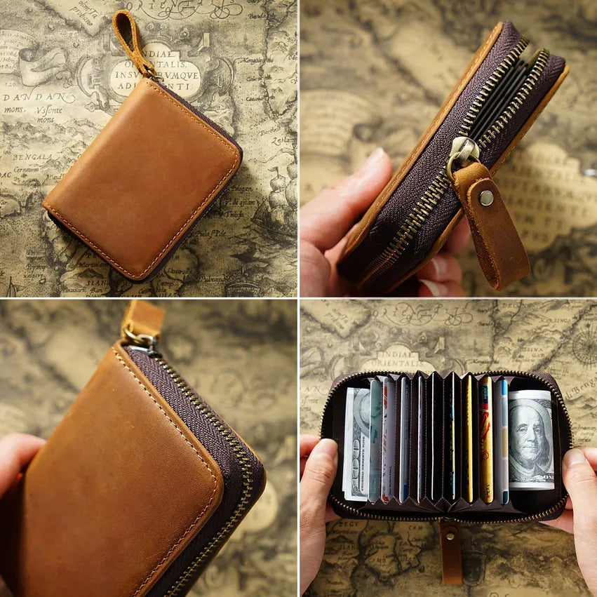 Leather Zip Up Credit Card Holder