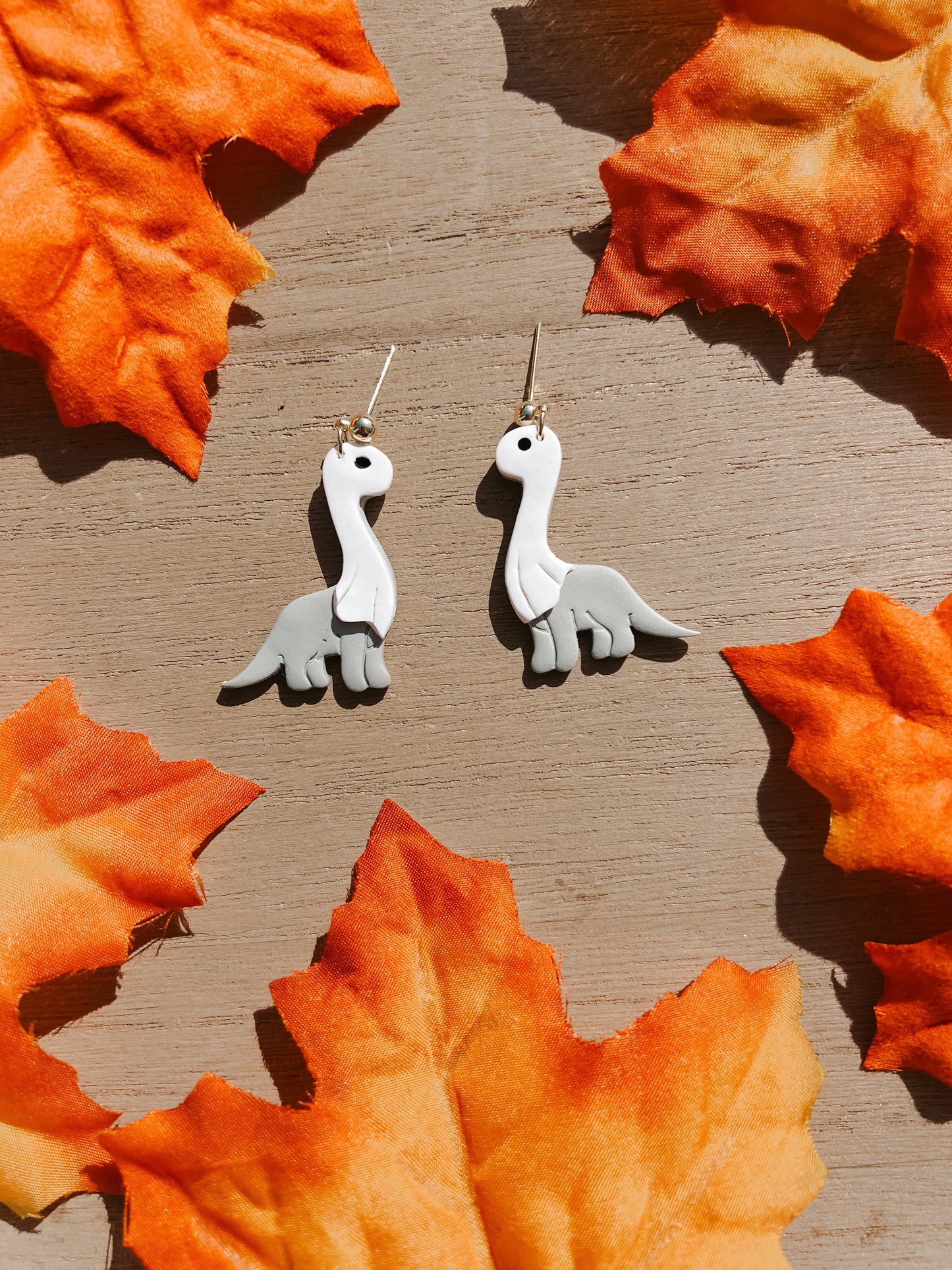 Ghost Brachiosaurus Dangle Earrings