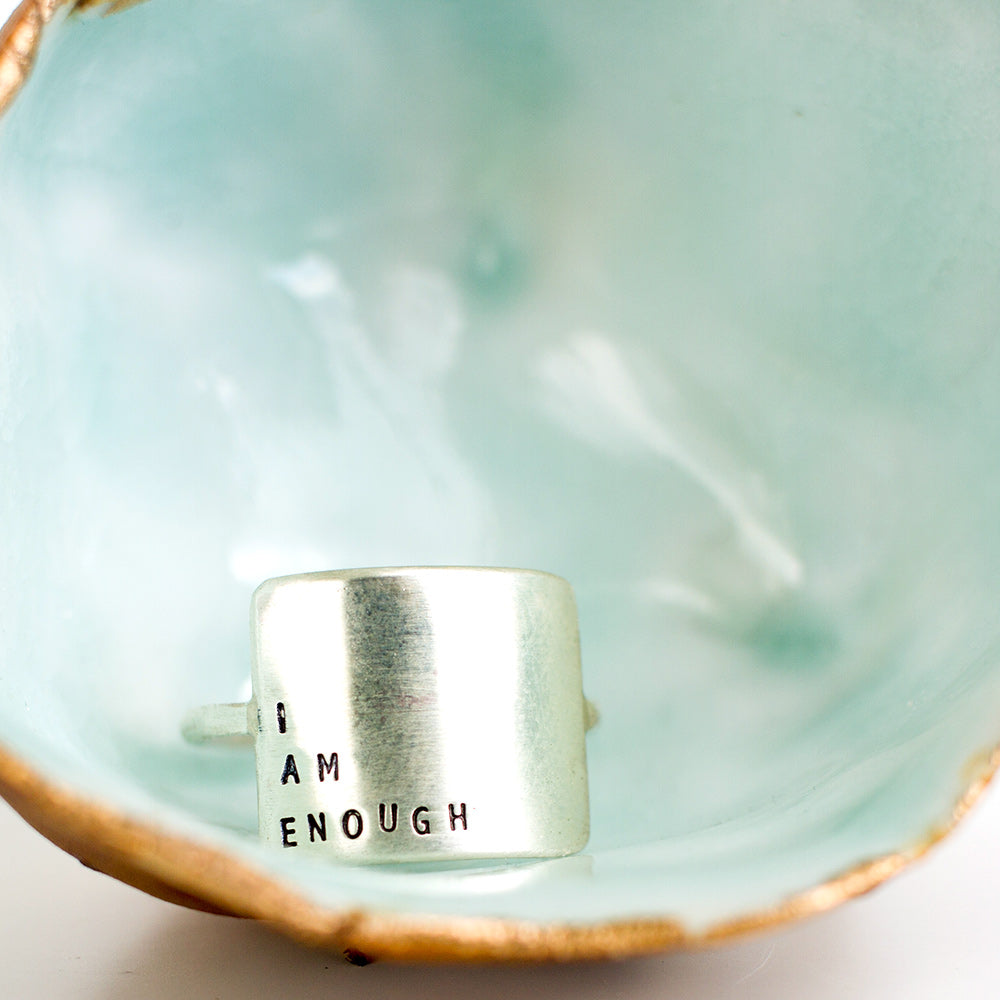 Hand Stamped Wide Inspiring Statement Ring