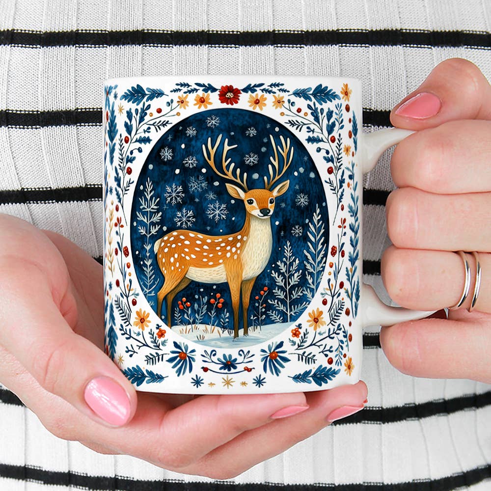 Festive Winter Woodland Deer Mug