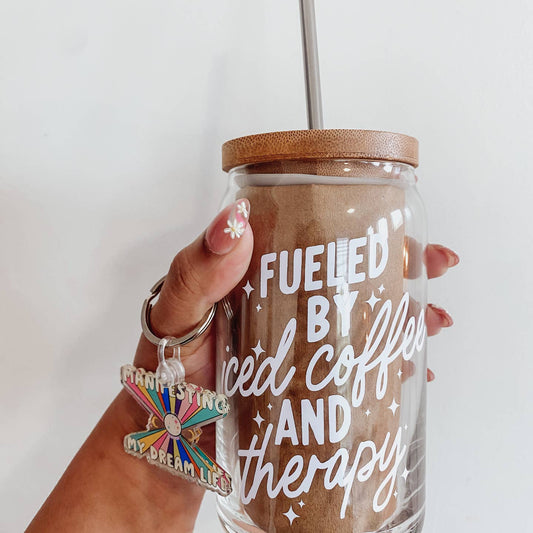 Fueled By Iced Coffee & Therapy Glass